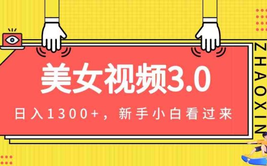 美女视频3.0，变现新思路，新手小白轻松上手，单日可达1300+(教程+素材+文案）