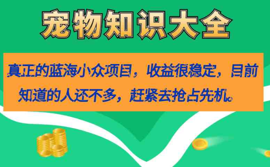 真正的蓝海小众项目,宠物知识大全,收益很稳定(教务+素材)(探索宠物知识大全项目的七大核心环节)