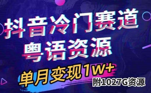 抖音冷门赛道,粤语动画,作品制作简单,月入1w+(附1027G素材)(探索抖音粤语动画赛道,轻松月入过万)