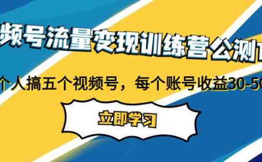 视频号流量变现训练营公测1.0:一个人搞五个视频号,每个账号收益30-50