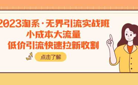 2023淘系·无界引流实战班：小成本大流量，低价引流快速拉新收割(探索无界引流之道，助力电商卖家快速成长)