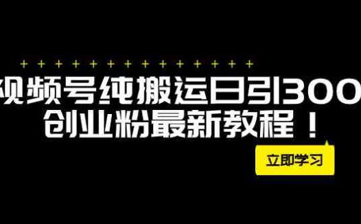 外面卖2580视频号纯搬运日引300+创业粉最新教程！(视频号纯搬运引流创业粉方法揭秘月入50W不是梦！)