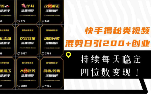 快手揭秘类视频混剪日引200+创业粉！持续每天四位数变现！(快手揭秘类视频混剪日引200+创业粉的高效引流与变现策略)