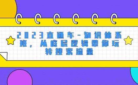 2023直通车-知识体系班，从底层逻辑带你玩转搜索流量（18节课）(深度解析直通车运营从基础到高级，全方位掌握搜索流量策略)