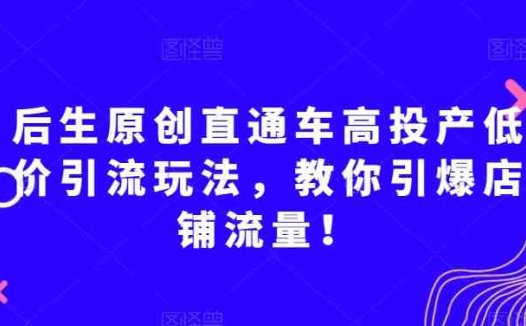 后生原创直通车高投产低价引流玩法，教你引爆店铺流量！(掌握后生原创直通车高投产低价引流玩法，助力店铺流量飙升！)