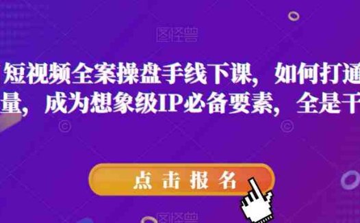 11月短视频全案操盘手线下课,如何打通自然流量,成为想象级IP必备要素,全是干货(11月短视频全案操盘手线下课打造高效流量转化的想象级IP)