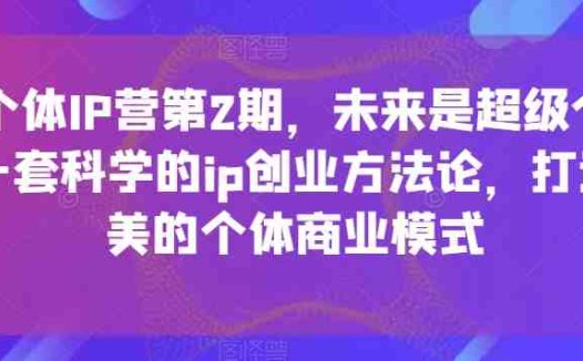 超级个体IP营第2期,未来是超级个体时代,一套科学的ip创业方法论,打造小而美的个体商业模式(探索超级个体时代的IP创业方法论)