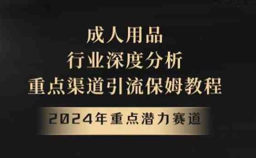 2024年重点潜力赛道，成人用品行业深度分析，重点渠道引流保姆教程【揭秘】
