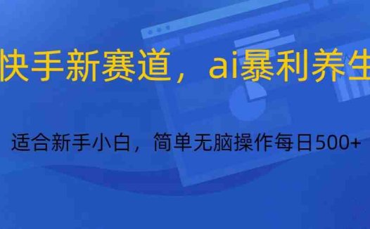 快手新赛道,ai暴利养生,0基础的小白也可以轻松操作轻松日入500+