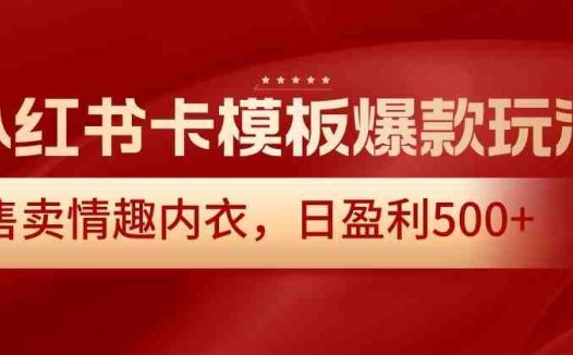 小红书卡模板爆款玩法，售卖情趣内衣，日盈利500+