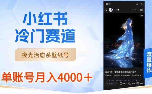 小红书冷门赛道，夜光治愈系壁纸号，单号月入4000＋(探索小红书冷门赛道夜光治愈系壁纸号的赚钱之道)
