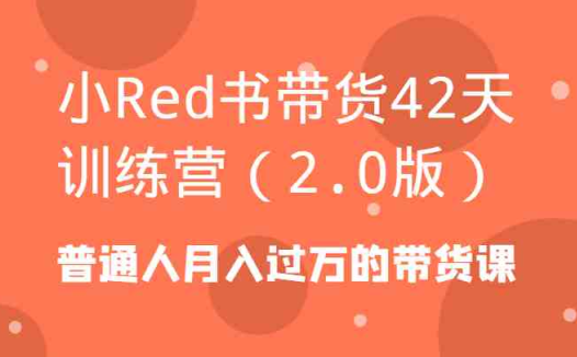 小Red书带货42天训练营（2.0版）普通人月入过万的带货课