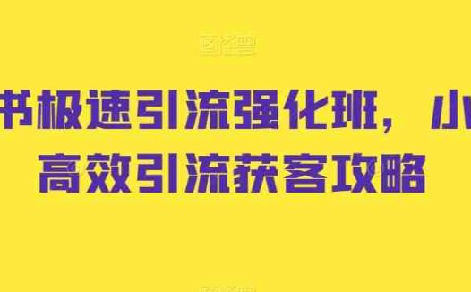 小红书极速引流强化班，小红书高效引流获客攻略