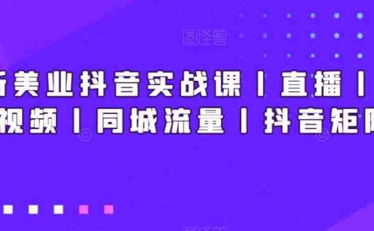 新美业抖音实战课丨直播丨短视频丨同城流量丨抖音矩阵