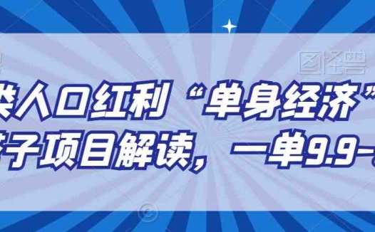 另类人口红利“单身经济”交友搭子项目解读，一单9.9-29.9