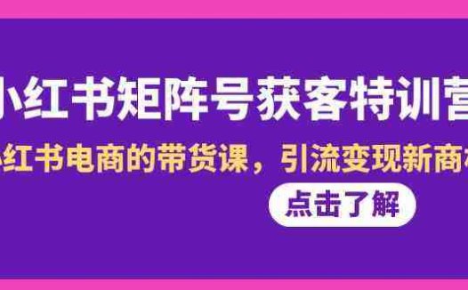 小红书矩阵号获客特训营-第10期，小红书电商的带货课，引流变现新商机