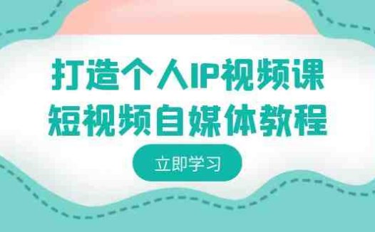 打造个人IP视频课-短视频自媒体教程,个人IP如何定位,如何变现