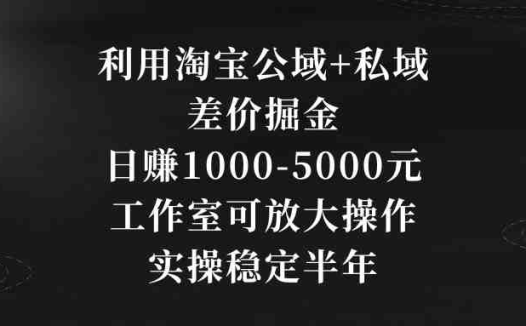 利用淘宝公域+私域差价掘金,日赚1000-5000元,工作室可放大操作,实操…