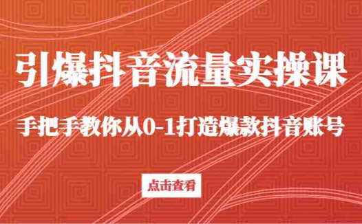 引爆抖音流量实操课,手把手教你从0-1打造爆款抖音账号(27节课)