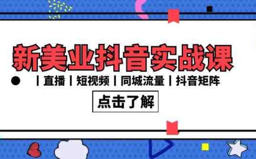 新美业抖音实战课丨直播丨短视频丨同城流量丨抖音矩阵(30节课)