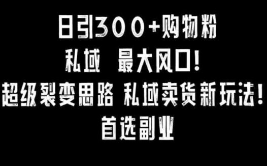 日引300+购物粉，超级裂变思路，私域卖货新玩法，小红书首选副业
