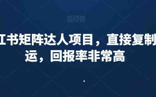 小红书矩阵达人项目，直接复制搬运，回报率非常高