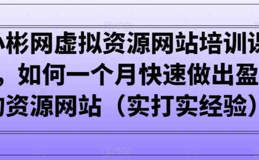 小彬网虚拟资源网站培训课程,如何一个月快速做出盈利的资源网站(实打实经验)