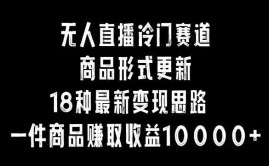 无人直播冷门赛道，商品形式更新，18种变现思路，一件商品赚取收益10000+