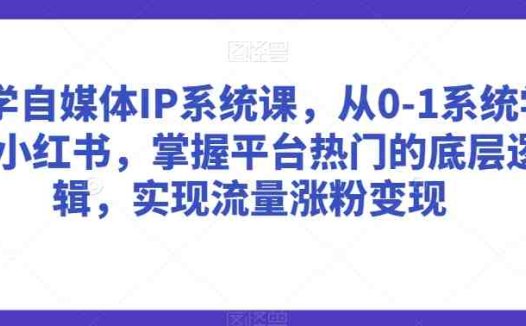 美学自媒体IP系统课,从0-1系统学习小红书,掌握平台热门的底层逻辑,实现流量涨粉变现