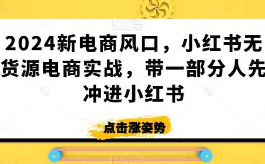 2024新电商风口，小红书无货源电商实战，带一部分人先冲进小红书