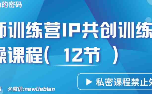 导师训练营3.0IP共创训练营私密实操课程(12节)-卖项目的密码成功秘诀