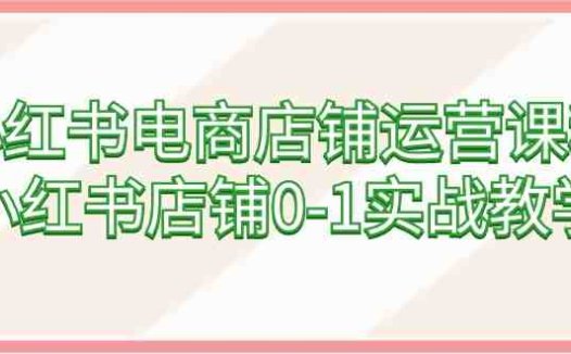 小红书电商店铺运营课程，小红书店铺0-1实战教学（60节课）