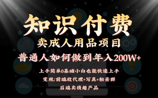2024蓝海赛道，前端知识付费卖成人用品项目，后端产品管道收益如何实现年入200W+