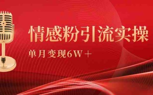 单月变现6w+，情感粉引流变现实操课