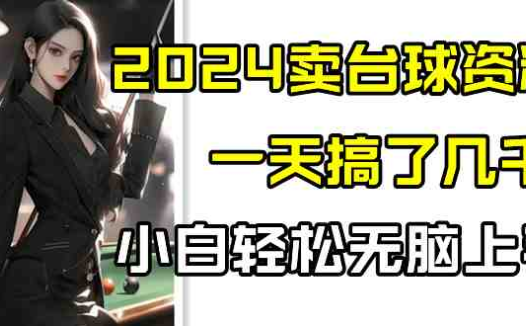 2024卖台球资料，一天搞了几千，小白轻松无脑上手