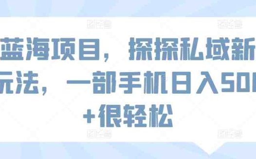 蓝海项目，探探私域新玩法，一部手机日入500+很轻松