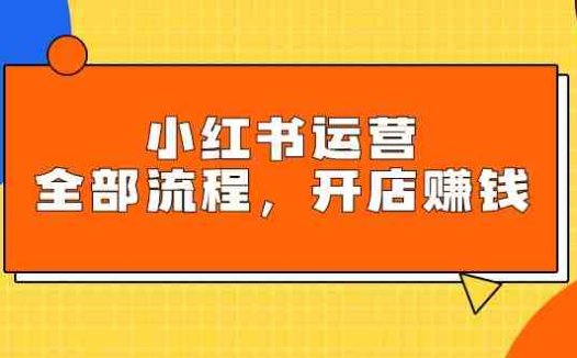 小红书运营全部流程，掌握小红书玩法规则，开店赚钱