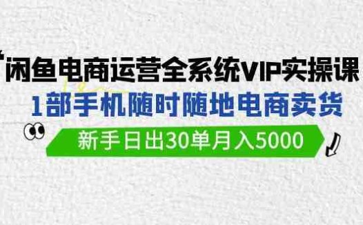 闲鱼电商运营全系统VIP实战课，1部手机随时随地卖货，新手日出30单月入5000