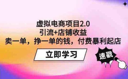 虚拟电商项目2.0：引流+店铺收益 卖一单，挣一单的钱，付费暴利起店