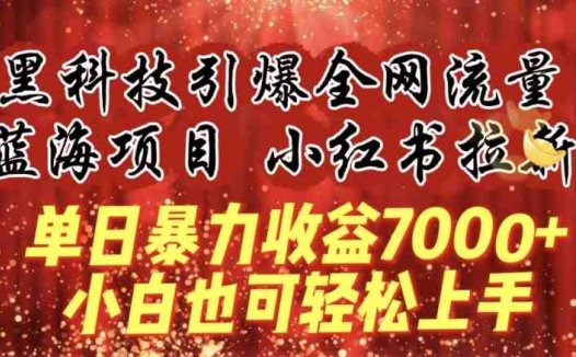 蓝海项目!黑科技引爆全网流量小红书拉新，单日暴力收益7000+，小白也能轻松上手