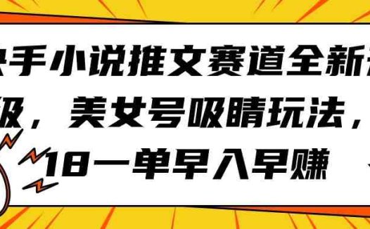 快手小说推文赛道全新升级，美女号吸睛玩法，18一单早入早赚