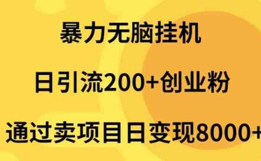 暴力无脑挂机日引流200+创业粉通过卖项目日变现2000+
