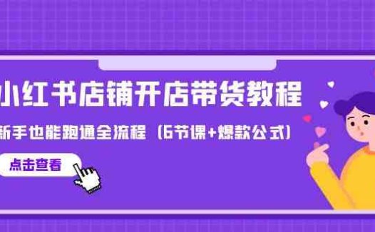 最新小红书店铺开店带货教程，新手也能跑通全流程（6节课+爆款公式）