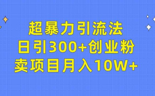 超暴力引流法，日引300+创业粉，卖项目月入10W+