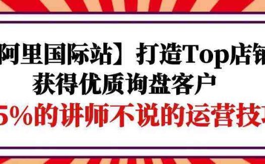 【阿里国际站】打造Top店铺-获得优质询盘客户，95%的讲师不说的运营技巧