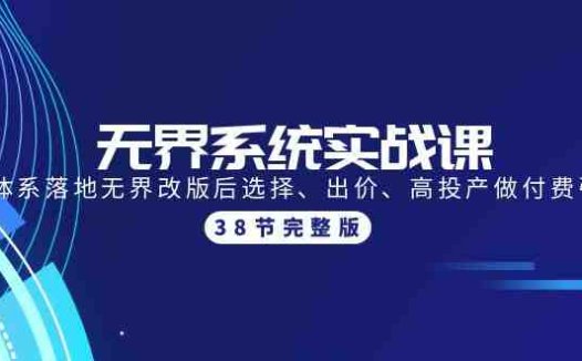 无界系统实战课：全体系落地无界改版后选择、出价、高投产做付费引流-38节