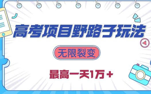 2024高考项目野路子玩法,无限裂变,最高一天1W+!