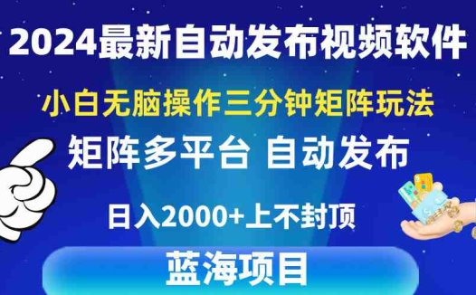 2024最新视频矩阵玩法,小白无脑操作,轻松操作,3分钟一个视频,日入2k+