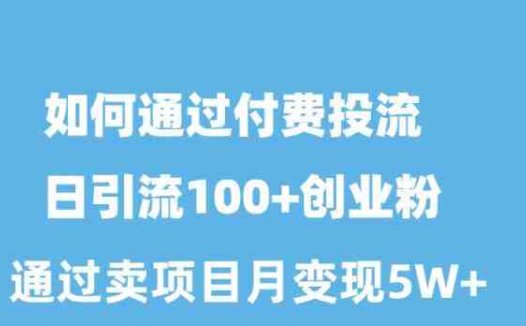 如何通过付费投流日引流100+创业粉月变现5W+