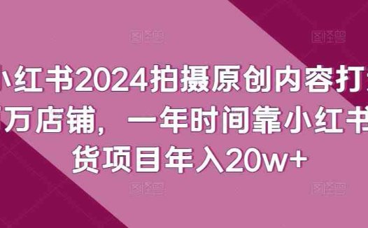 小红书2024拍摄原创内容打造百万店铺,一年时间靠小红书带货项目年入20w+